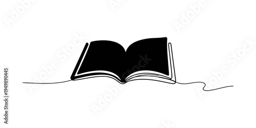 Isolated vector illustration of an open blank book featuring a heart symbol to represent a love for reading, education, and literature on a white background