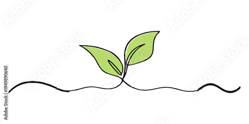 A fresh green sprout with new leaves grows from a natural tree branch, symbolizing spring growth and eco life isolated against a white background