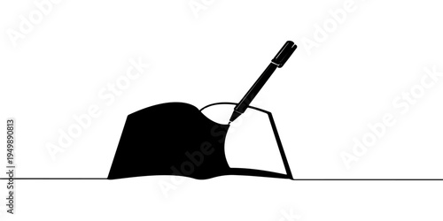 A hand-drawn vector illustration of a girl silhouette wearing a hat, designed as a clean computer icon and art symbol