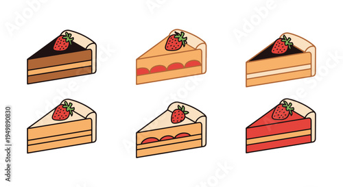 Fruit Cake Line art vector minimal colorful abstract illustration