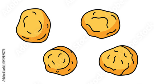 Fried Cheese Curds Line art clean colorful abstract vector