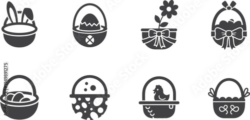 Easter egg and basket illustrations