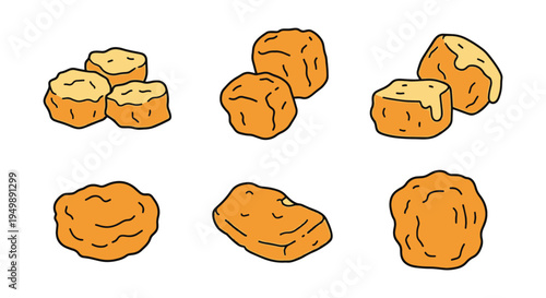 Fried Cheese Curds Line art creative vibrant abstract tone vector