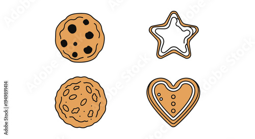 Homemade Cookies Line art creative artistic abstract vector