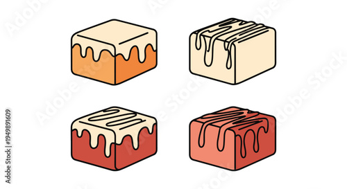 Fudge Piece Line art vector colorful abstract modern illustration