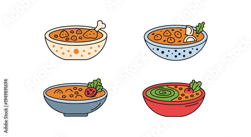 Homemade Curries Line art clean creative abstract vector