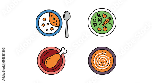 Homemade Curries Line art soft colorful abstract illustration