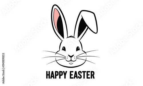 Easter bunny illustration with happy easter greeting