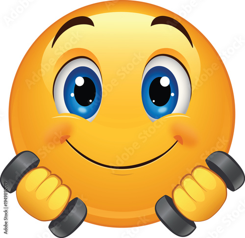 Fitness Smiley Emoji Lifting Weights Weightlifting Exercise Design