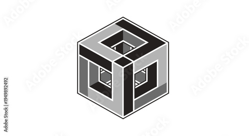 Nested Cubic Illusion Abstract Geometry