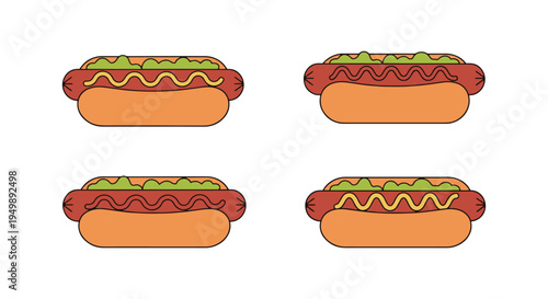 Homemade Hot Dogs Line art modern abstract color vector design