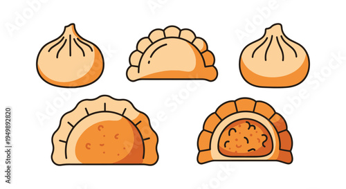 Fried Chicken Dumpling Line creative modern abstract vector