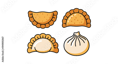 Fried Chicken Dumpling Line minimal modern abstract color vector