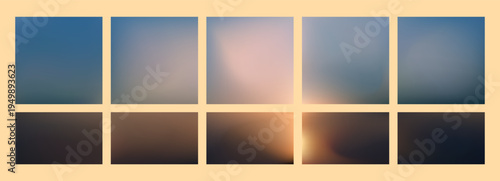 Sunset mesh gradients in blue and yellow tones.