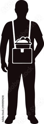 Person carrying a lunchbox with food items in a delivery bag across their chest
