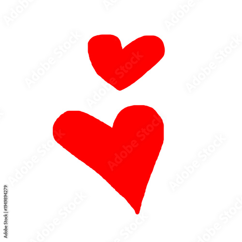 Doodle heart sketch. Hand drawn heart love isolated on white background. Red heart symbol. Valentines Day.