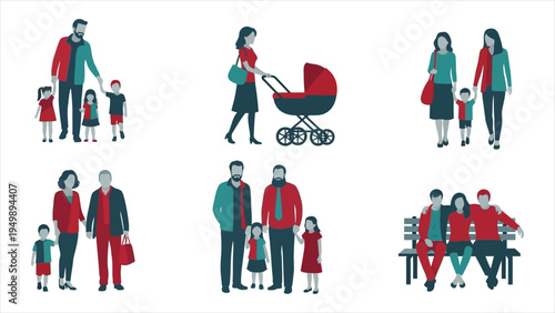  Diverse Families and People Engaging in Social Interactions – Community and Relationships Illustration