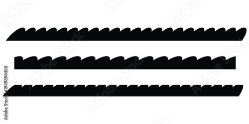 Black isolated modern scalloped icon set on white background. Wave shape scallop retro collection set. EPS 10. 