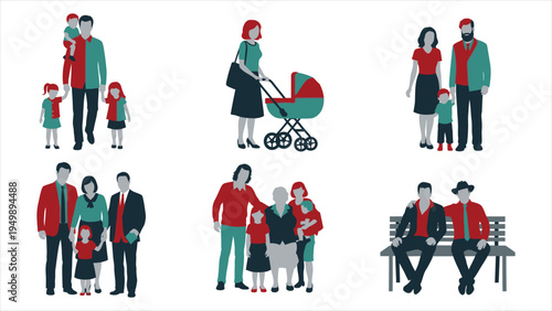 Diverse Families and People Engaging in Social Interactions – Community and Relationships Illustration