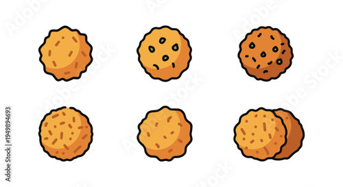 Fried Chickpea Fritters Line modern bold abstract artwork illustration