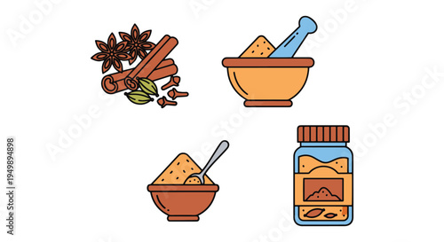Garam Masala Line art vector modern artistic abstract style illustration
