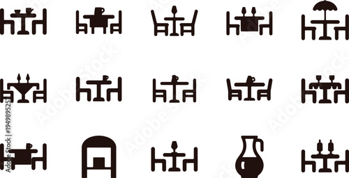 Ancient pictographic symbols depicting various human activities and objects