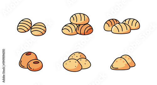 Handmade Gnocchi Line art modern abstract concept illustration