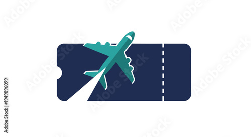 Airplane taking off from a boarding pass, symbolizing travel and flight.
