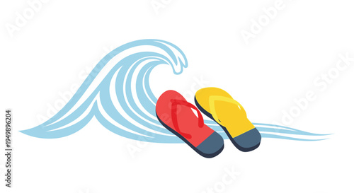 Vector illustration of surfboard riding wave