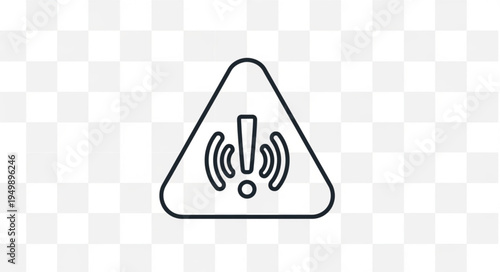 Warning sign with exclamation mark and signal waves icon.