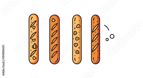 Garlic Breadstick Line art clean fresh abstract illustration