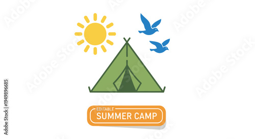 Summer camp icon vector