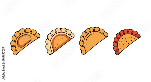 Fried Dumplings Line art minimal bold abstract illustration