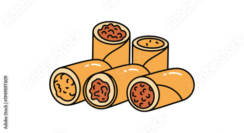 Fried Egg Rolls Line art modern smooth artistic abstract vector