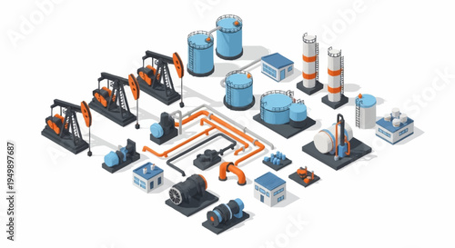 Industrial machinery and equipment layout.