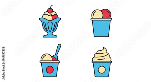 Ice Cream Cup Line art vector abstract modern color design