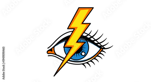 Mystical Vision with Lightning Bolt - Symbolic Eye Illustration