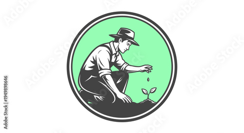 Farmer planting a seed in the soil, nurturing new life and growth.