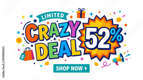 Crazy Deal Promotion Banner With 52% Discount