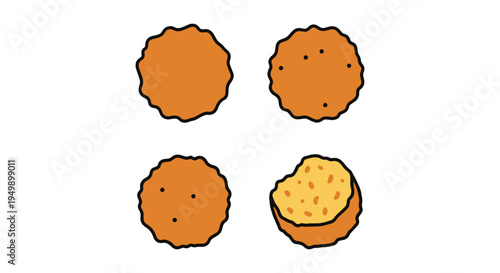 Fried Falafel Line art vector clean minimal abstract tone