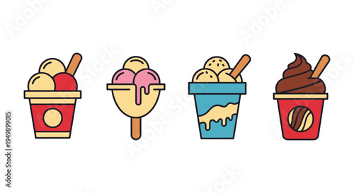 Ice Cream Tub Line art vector modern smooth artistic abstract