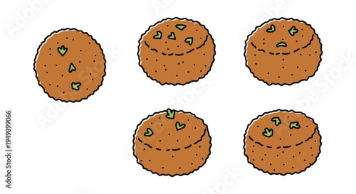 Fried Falafel Line art vector minimal abstract color design