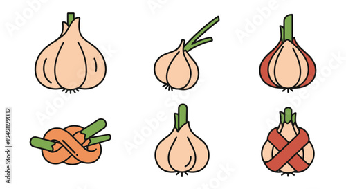 Garlic Knot Line art vector clean abstract colorful