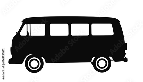 Vintage camper van silhouette isolated on transparent background, perfect for travel, road trip, camper life, retro vehicle, adventure and tourism themed designs
