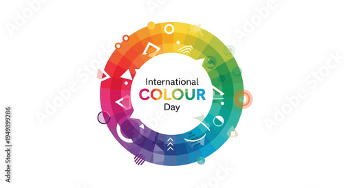 Vibrant color palette illustration celebrating International Colour Day with a rainbow color spectrum design on a colorful background concept.