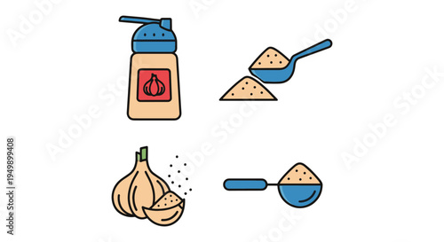 Garlic Powder Line art vector vivid abstract color illustration