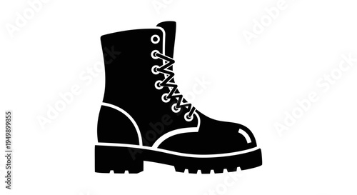 Black Combat Boot Icon Silhouette
