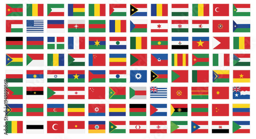 Collection of National Flags of Various Countries Worldwide