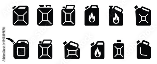 Canister icon, vector jerry can for fuel, gasoline, or oil storage, illustration for vehicle  industrial liquid handling
