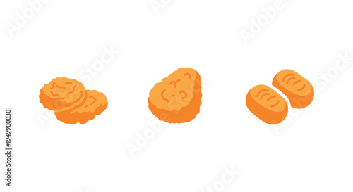 Fried Fish Bites Line art minimal contemporary abstract color vector